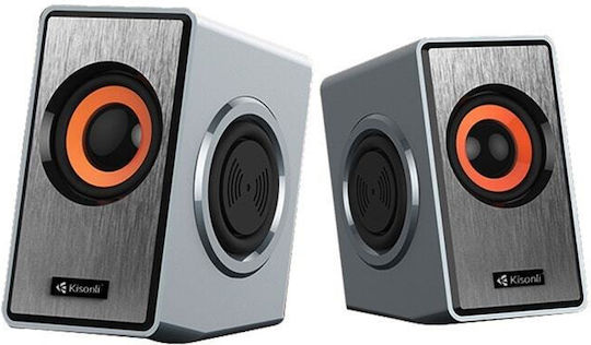 Kisonli T-007 Computer Speakers 2.0 with 6W Power Gray