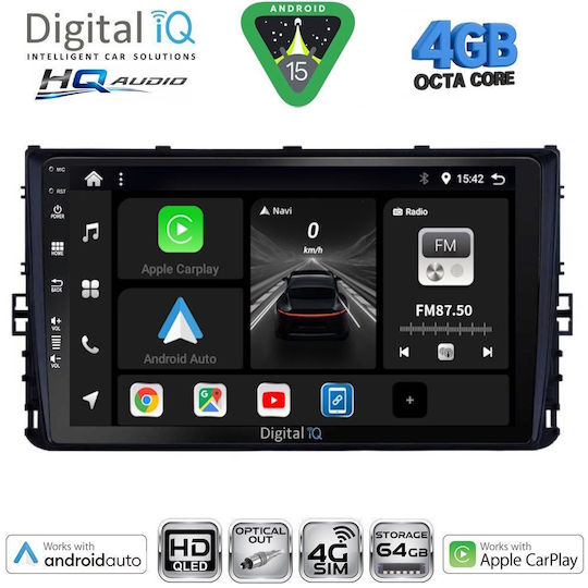 Digital IQ Ηχοσύστημα Αυτοκινήτου για Volkswagen Polo / T-Roc / T-Cross 2017 (Bluetooth/USB/WiFi/GPS/Apple-Carplay/Android-Auto) με Οθόνη Αφής 9"