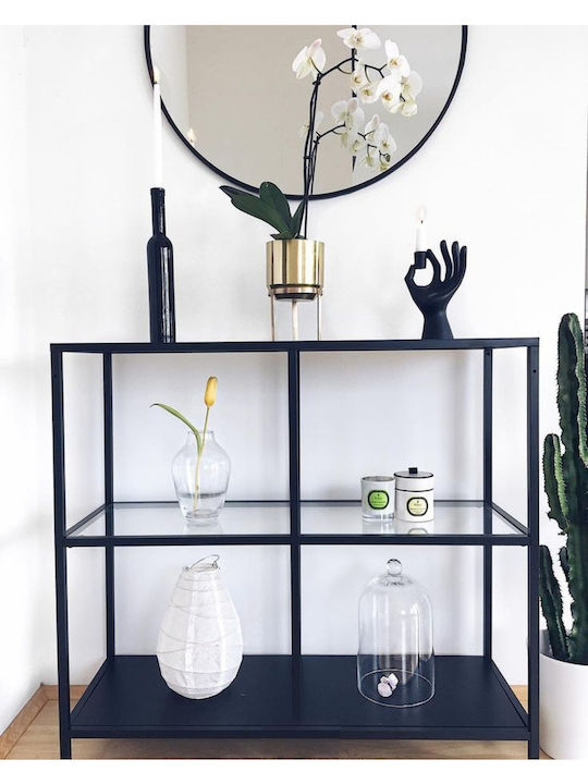 Metal Console Table with Glass Top Transparent L80xW30xH90cm