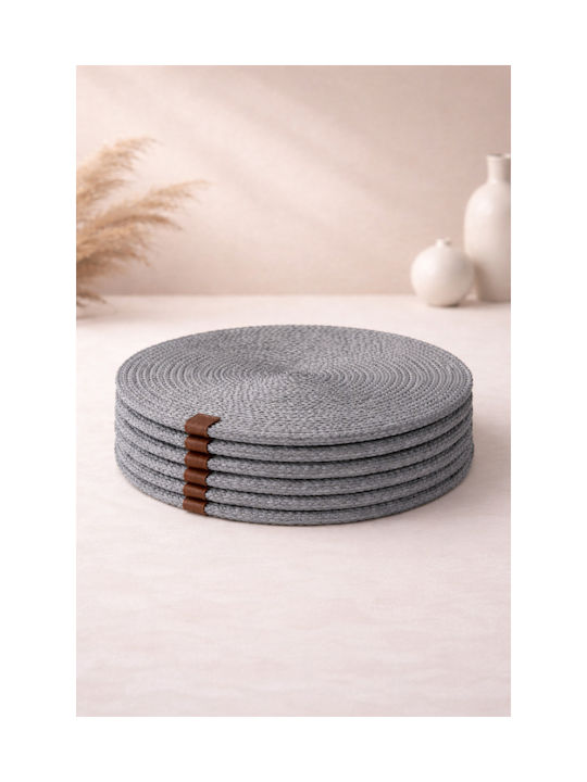 SteweHome Seturi De Masă Din Paie Gri 32x32cm 6 Bucăți