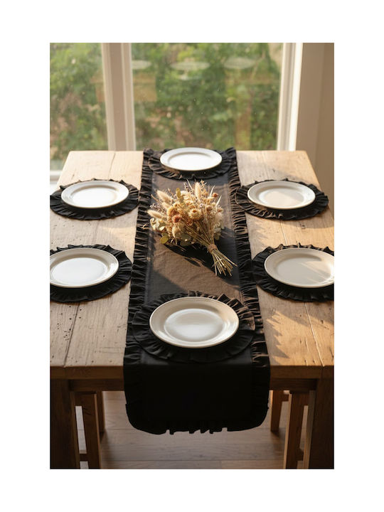 SteweHome Black Placemats 120x40cm 7 Pieces