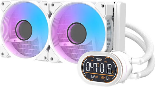 Darkflash DH240D v2 AIO CPU Liquid Cooling with 2x 120mm Fans and ARGB Lighting White