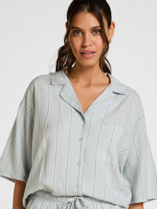Hunkemöller Καλοκαιρινό Γυναικείο Σορτς Πιτζάμας Linen Stripe Stripe