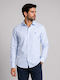 Long Sleeve Checked Shirt Light Blue