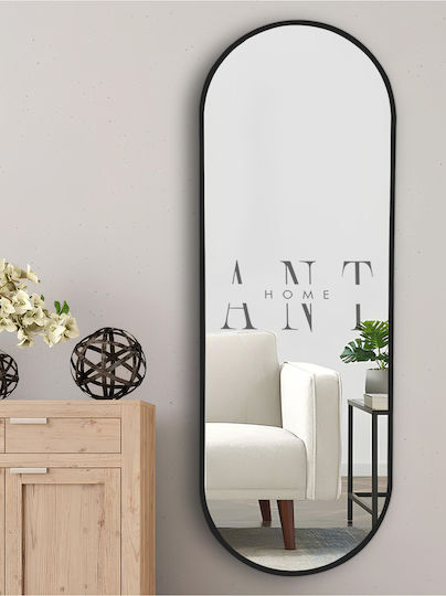 SteweHome Wall Mirror Full-Length Oval with Black Wooden Frame 180x60cm
