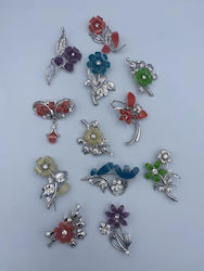 Decorative Flower Pins Colorful 12 Designs 5.5cm Height Set of 12 Pieces