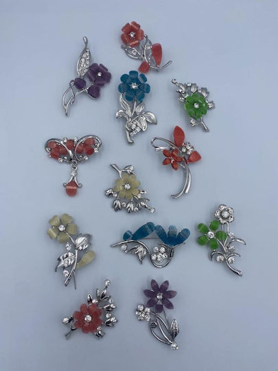 Decorative Flower Pins Colorful 12 Designs 5.5cm Height Set of 12 Pieces