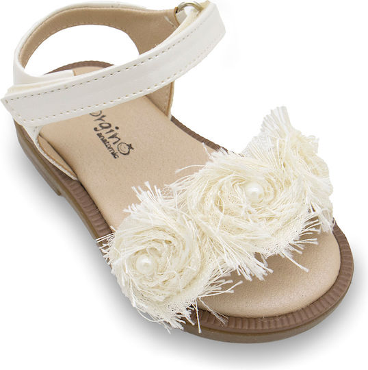 Gorgino Taufschuhe für Mädchen Leder Weiche Sohle Weiß K235-Weiß