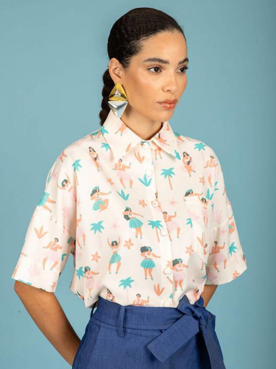Long Sleeve Women's Shirt Ecru 131-71531-064