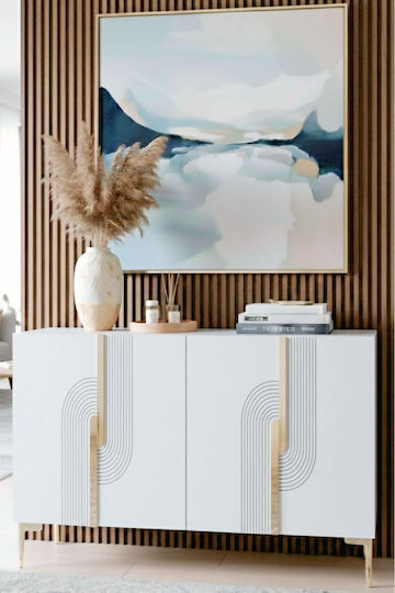 Μπουφές Ξύλινος με Καθρέπτη Καφέ 120x32x75cm