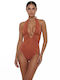 One Piece Swimsuit with Removable Padding Lurex Design