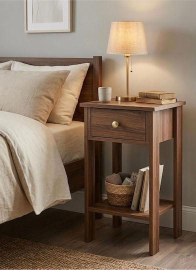 Wooden Brown Bedside Table 40x35x70cm
