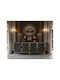 Wooden Sideboard with Mirror Gray 180x32x75cm