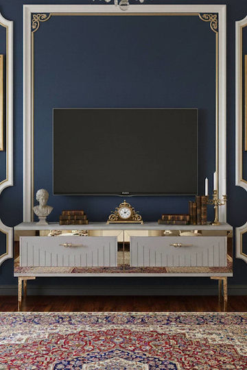 Μπουφές Ξύλινος με Καθρέπτη Λευκός 120x30x41cm