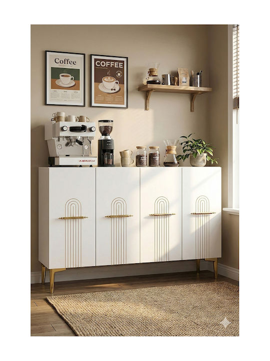SteweHome Sideboard Aus Holz Weiß 120x32x75cm