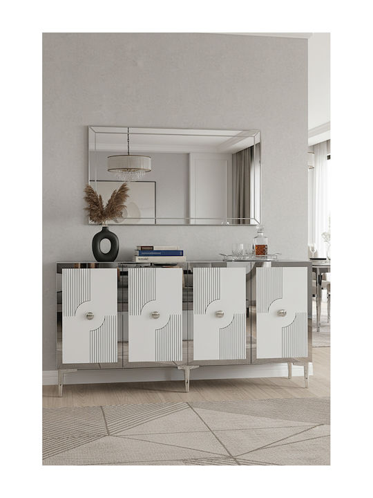 SteweHome Sideboard Holz 150x32x75cm Weiß