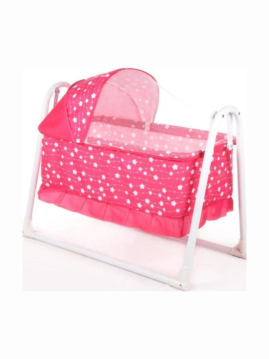 SteweHome Babywiege mit Matratze und Rädern Rosa