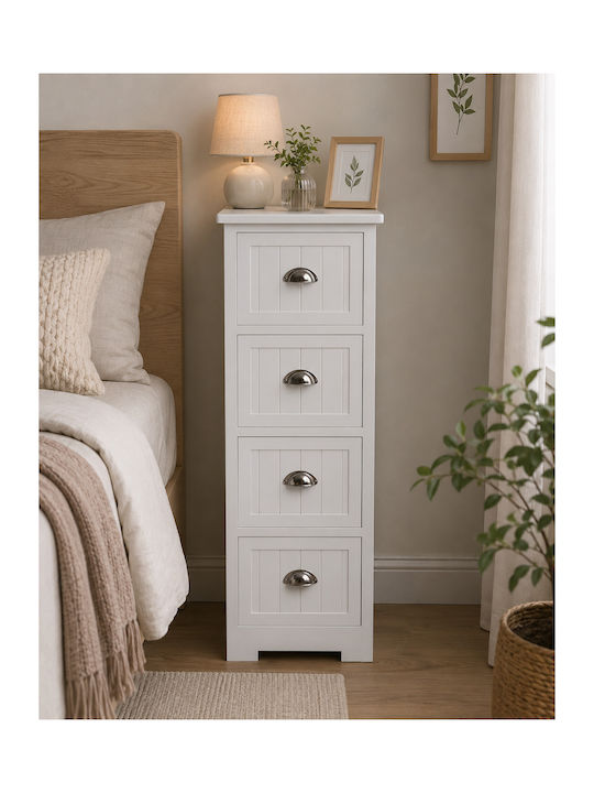 Wooden Storage Drawers with 4 Drawers L35xW30xH90cm