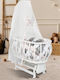 SteweHome White Baby Crib with Mattress and Wheels