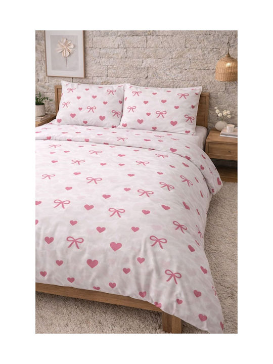 SteweHome Set Kids Double Duvet Cover With 2 Cotton Pink Pillowcases 200x220cm
