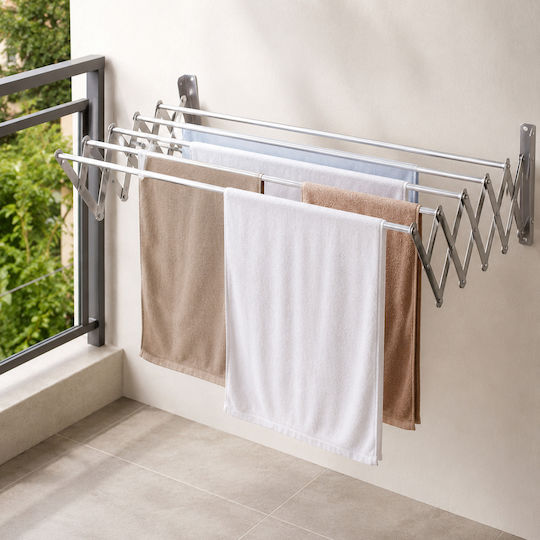 Folding Wall Clothes Drying Rack Aluminum with Hanging Length 5m