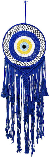 Macrame Hängendes Wanddekoration Blau aus Stoff 110cm