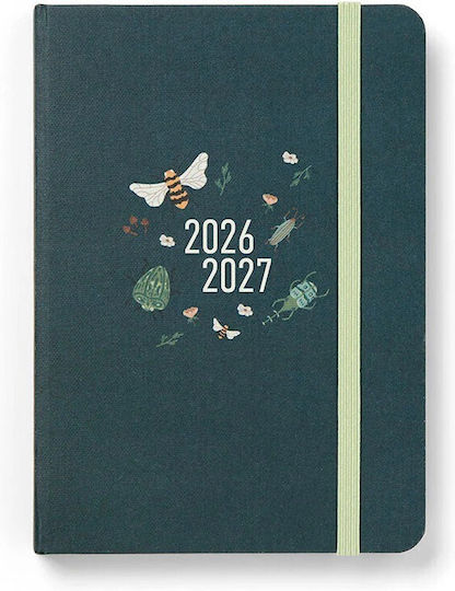 Letts Agendă Academică Letts Bumblebee 2026-2027 Zilnică A6 Multilingv Verde Închis 27-031917
