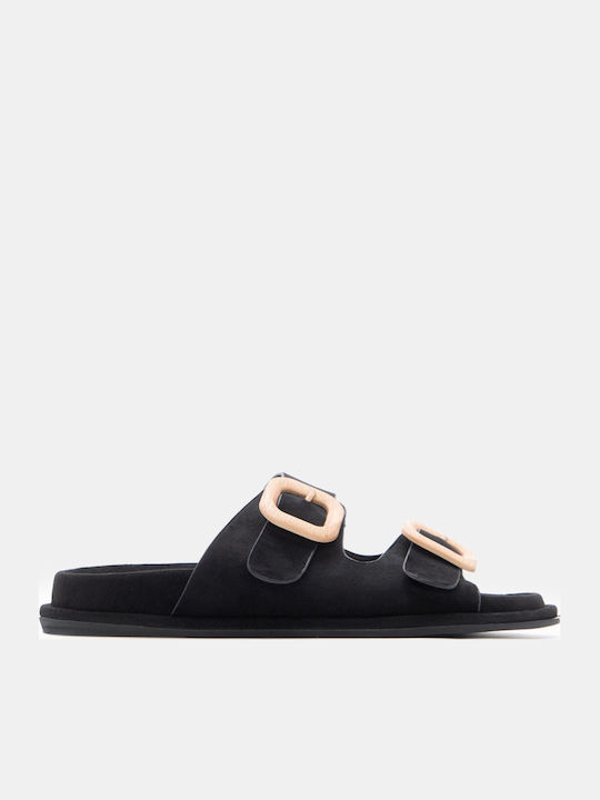Luigi Flache Damen Sandalen Flatforms Schwarz