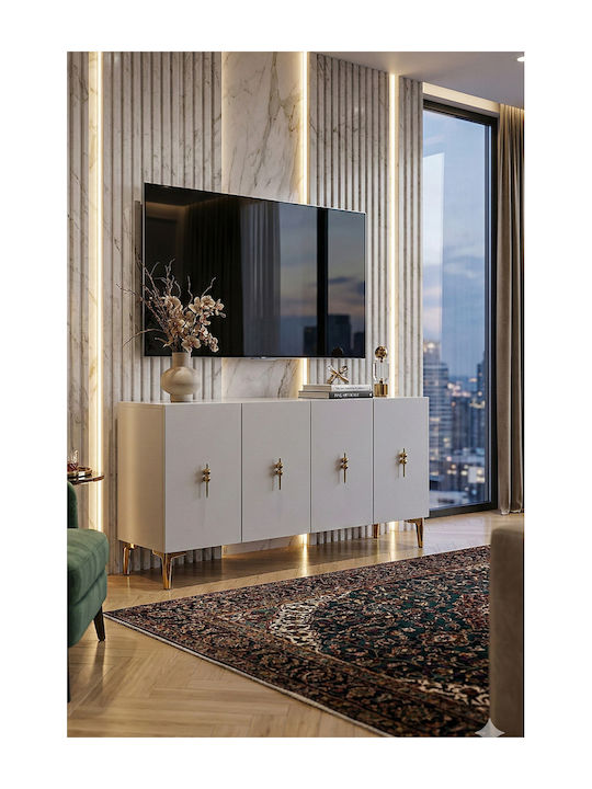 Буфет Дървен Бял 120x32x75см