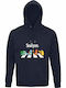 Hoodie Organic Unisex " Starters Pokemon Fanart " French Navy