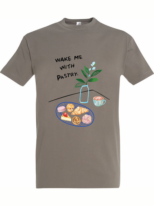 T-shirt Unisex " Wake Me Pastry Summer Watercolor " Light Khaki