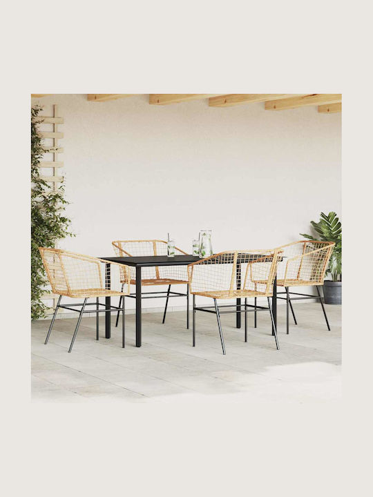 Garden & Outdoor Furniture Sets Dining Room Set 5 Pieces Black