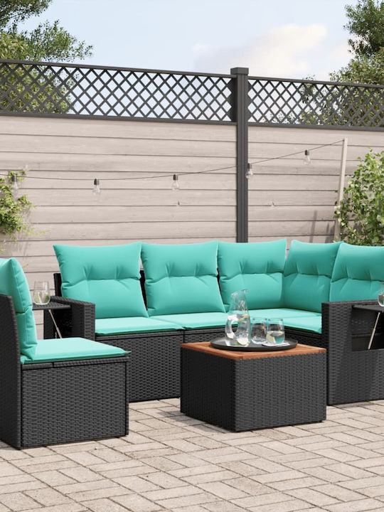 Garten- und Outdoor-Möbelsets 6 Stück Schwarz m...