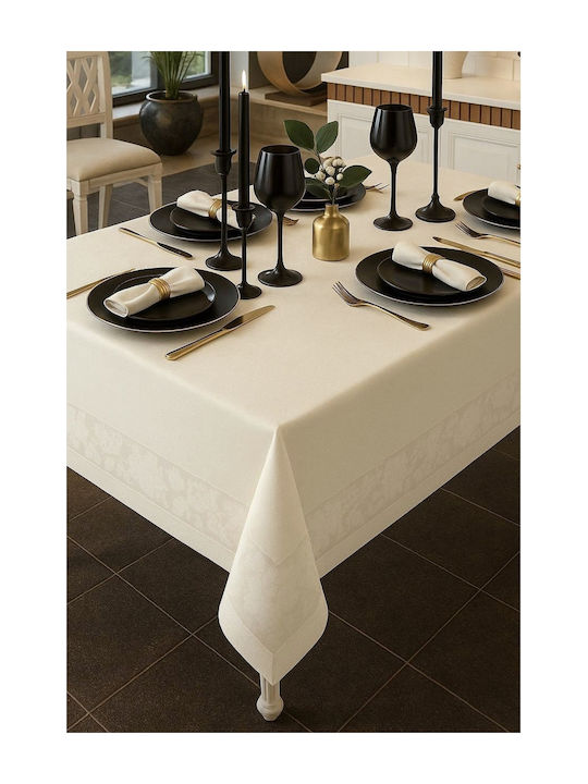 SteweHome SteweHome Beiges Tischtuch Mit Spitze 160x220cm