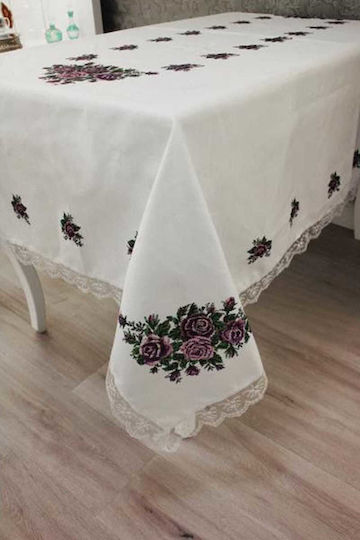 SteweHome Покривка за маса с Бродерия Кафява 160x220см