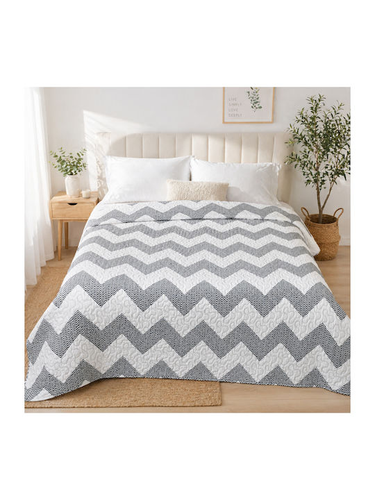 Kotonia Home Шалте Хемидипло Микрофибър Бяло И Сиво 180x230см
