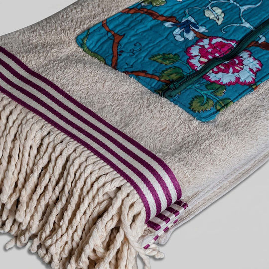 White Fabric Palm Βαμβακερή Μπεζ 80x160εκ.