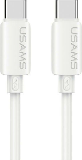 Usams Cablu USB 2.0 USB-C Mascul - USB-C 60W Alb 1m SJ787USB02