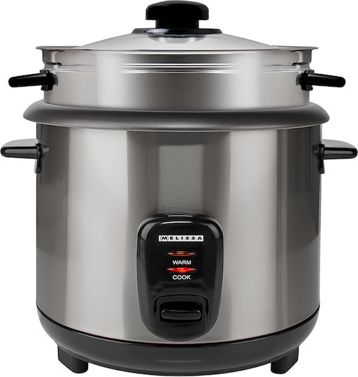 Melissa 1l Electric Rice Cooker Compact Steam Basket Keep Warm Silver