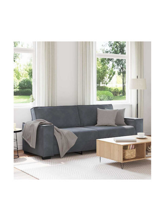 Three-Seater Velvet Dark Gray Couch 220x78x84 cm