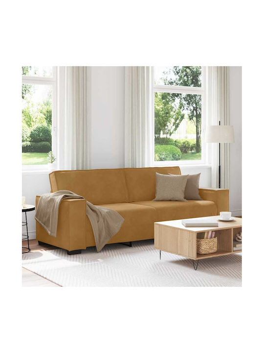 Three-Seater Velvet Brown Couch 220x78x84cm