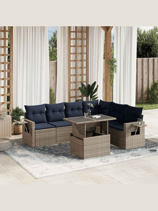 Set Camera De Zi Exterior 7 Piese Gri Cu Perne