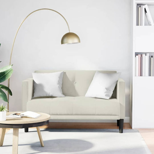Two-Seater Velvet Couch Cream 124x67x74.5 cm