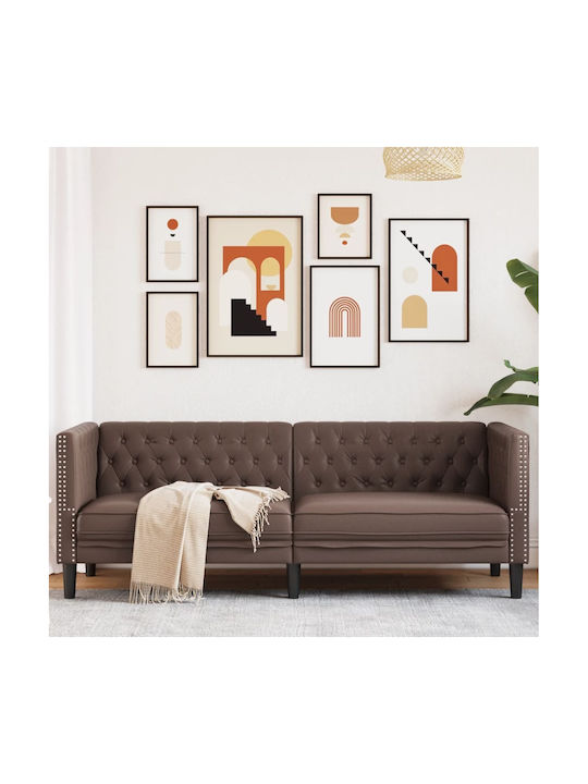 Three-Seater Couch Artificial Leather Brown 194...