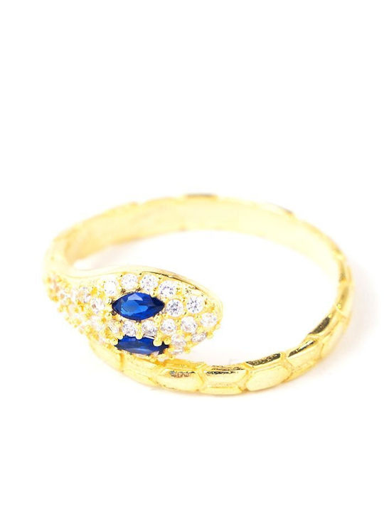 Women's Ring with Zircon Made of Gold Plated Silver