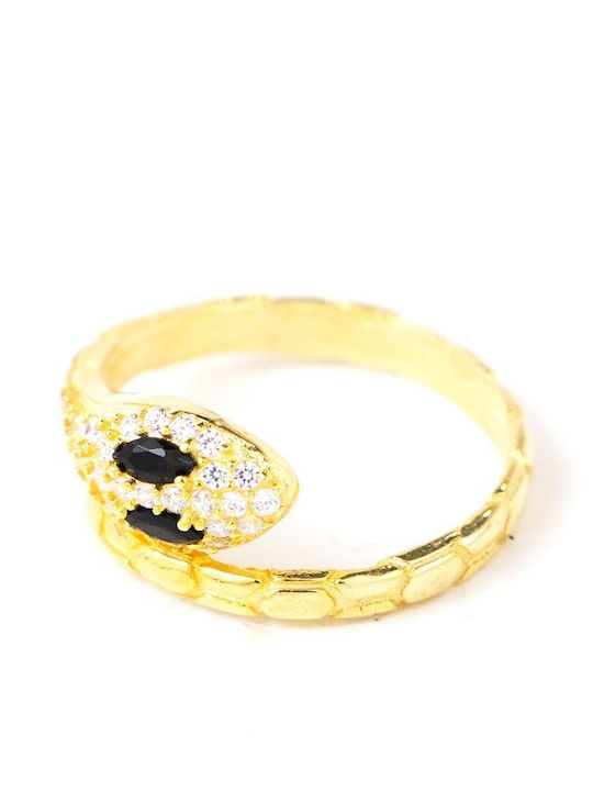 Women's Ring with Zircon from Gold Plated Silver