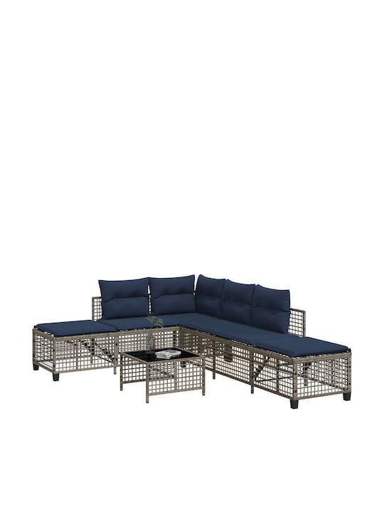 Outdoor Corner Sofa Rattan with Cushions 167x55...