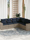 Ecksofa Outdoor Rattan mit Kissen 62x62x69cm