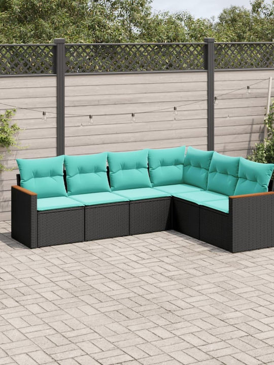 Outdoor Corner Sofa Rattan with Cushions 62x62x69cm