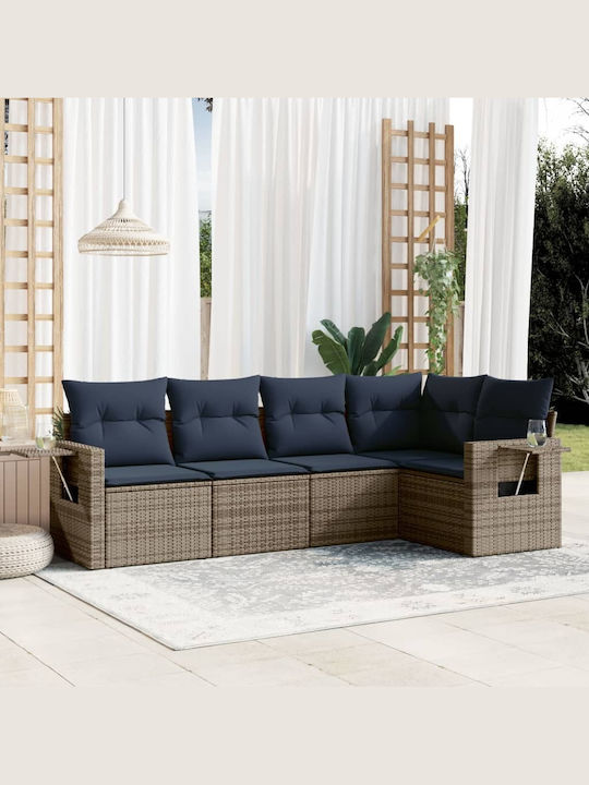 Ecksofa Outdoor Rattan mit Kissen 62x62x69cm
